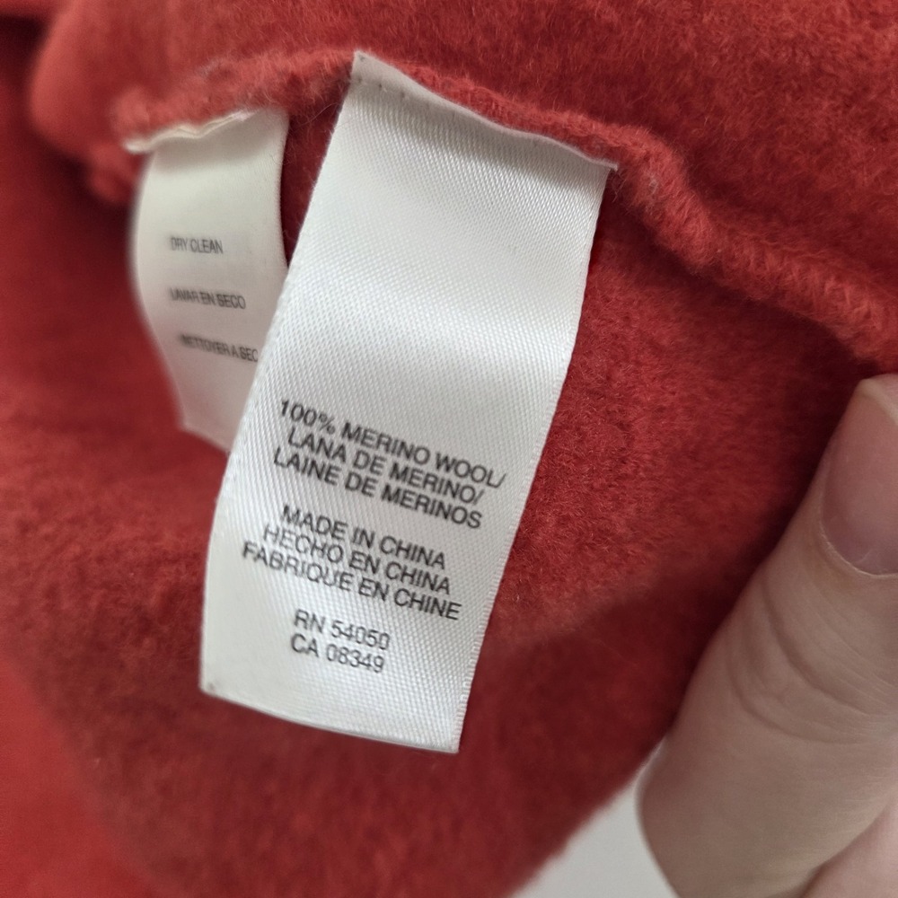 Jones Of New York 100% Merino Wool Orange Artsy 3/4 Puff Sleeve Cardigan Sz Lrg - Picture 4 of 16